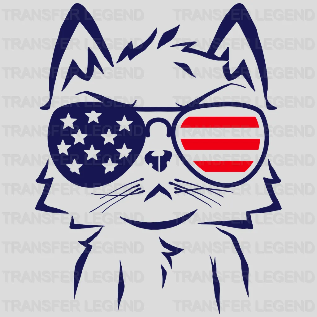 Patriotic Cat Sunglasses - Funny Cat Design - DTF heat transfer - transferlegend