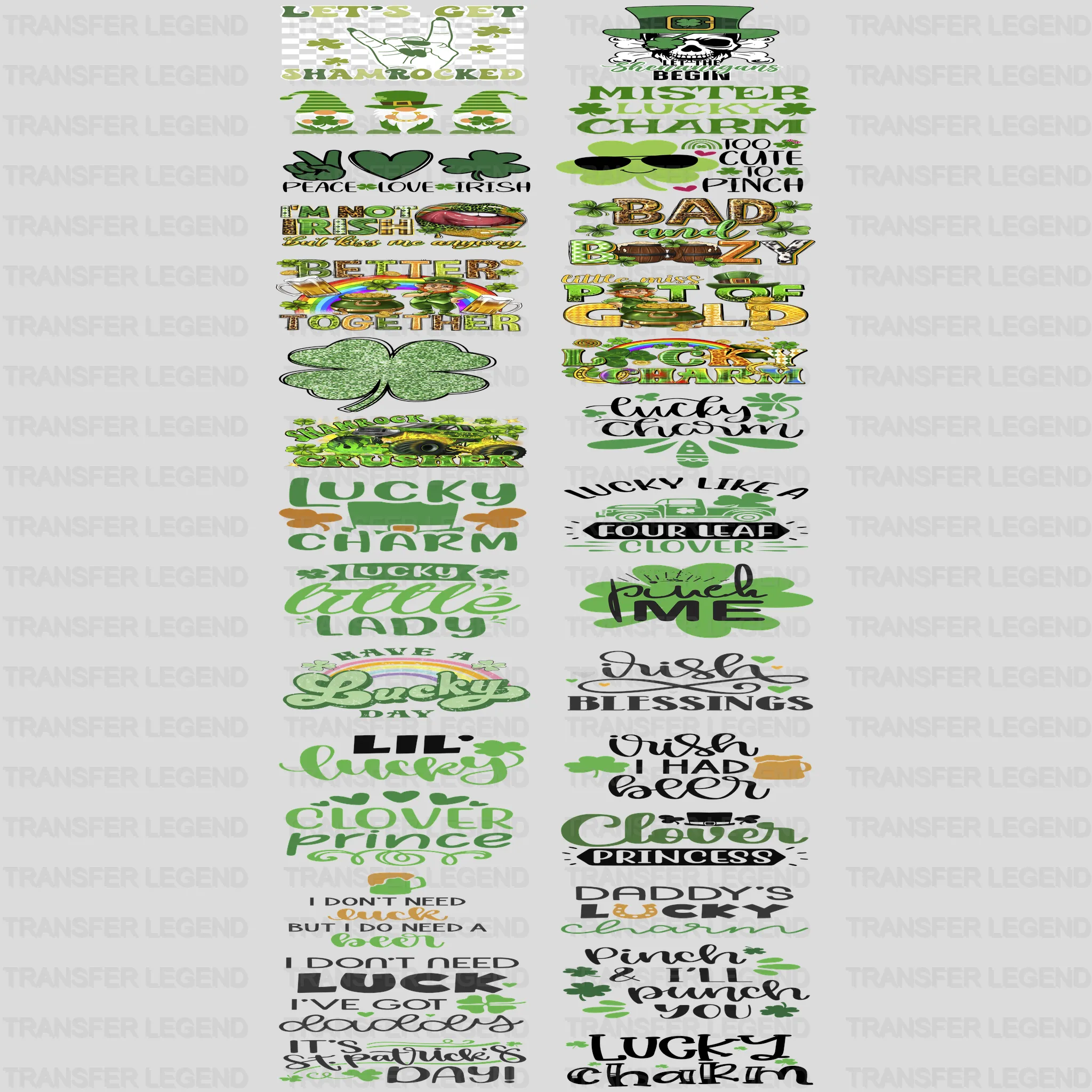 St. Patrick's Day Premade Gang sheet - 30 PCS 10 INCH - transferlegend