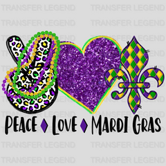 Peace Love Mardi Gras Design- DTF heat transfer - transferlegend