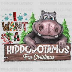 HIPPOPOTAMUS FOR CHRISTMAS Christmas Design - DTF heat transfer - transferlegend