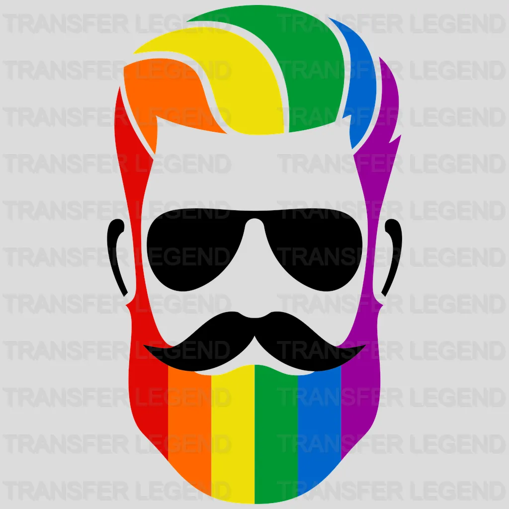 Beard Head Rainbow - Lgbtq - PRIDE Design - DTF heat transfer - transferlegend