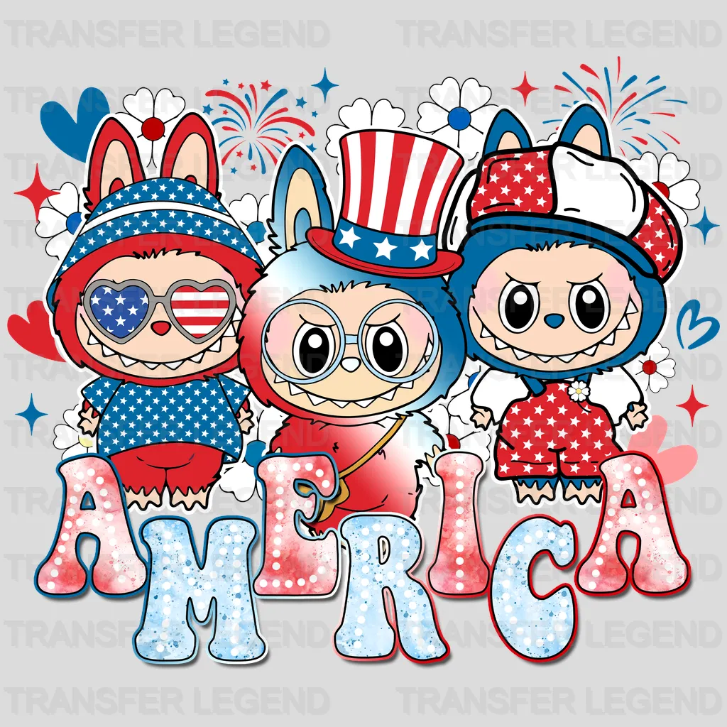 July 4th Labubu Design - DTF Heat Transfers