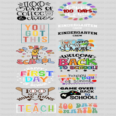 100 Days of School Premade Gang sheet-22X60 (Set 5) - transferlegend