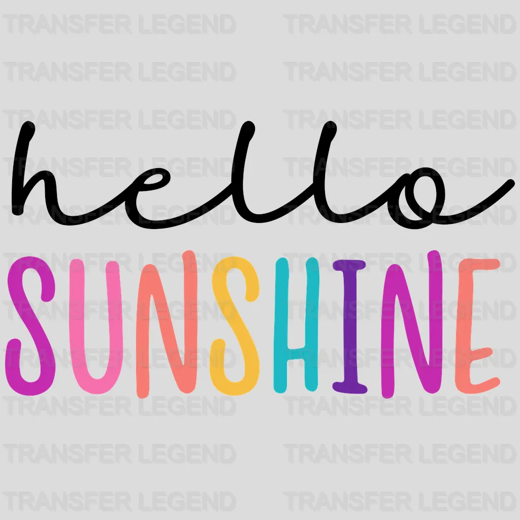 Hello Sunshine Colorful Letters - Cool Summer - Vacation Design - DTF heat transfer - transferlegend