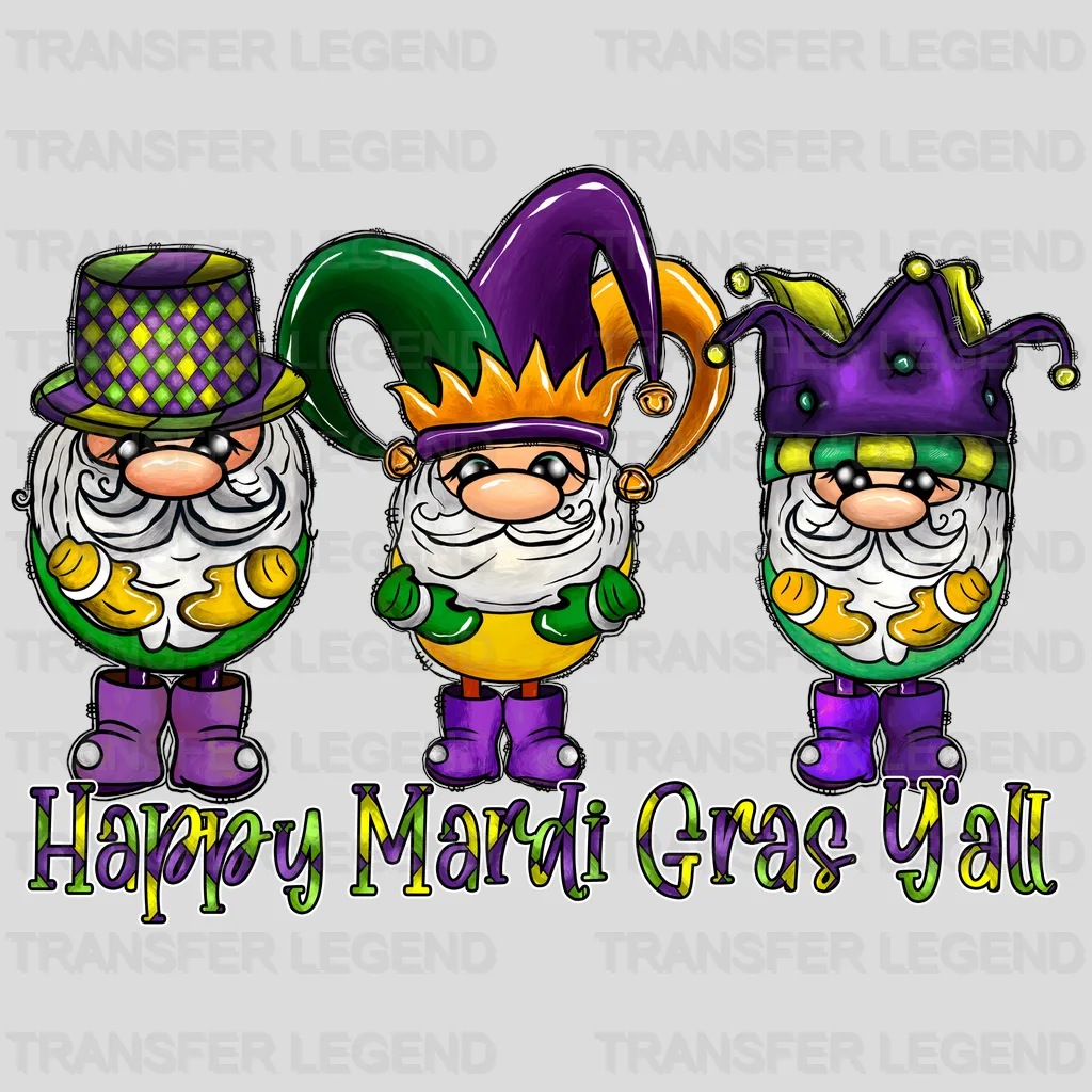 Happy Mardi Gras Y'all Design- Mardi Gras DTF heat transfer - transferlegend