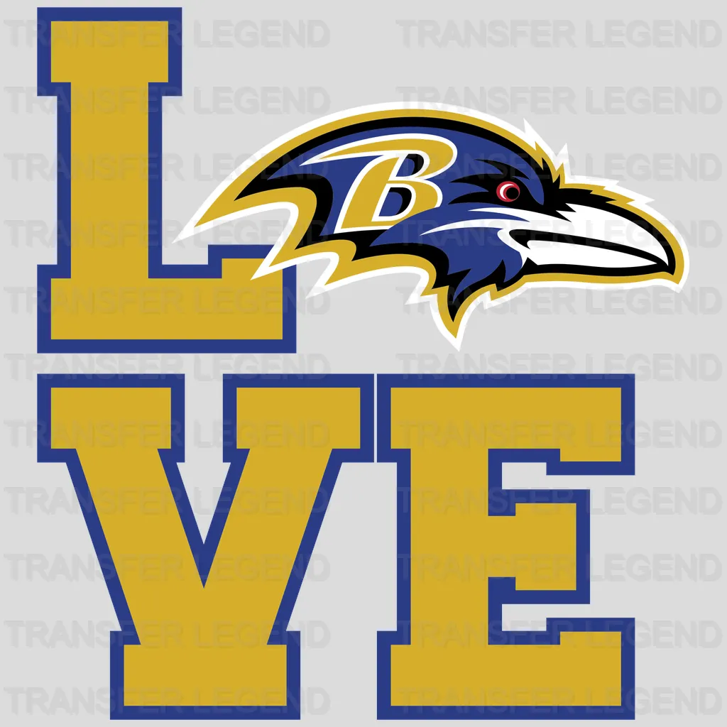 Baltimore Ravens Love Script Circle Emblem NFL Design - DTF Heat Transfer