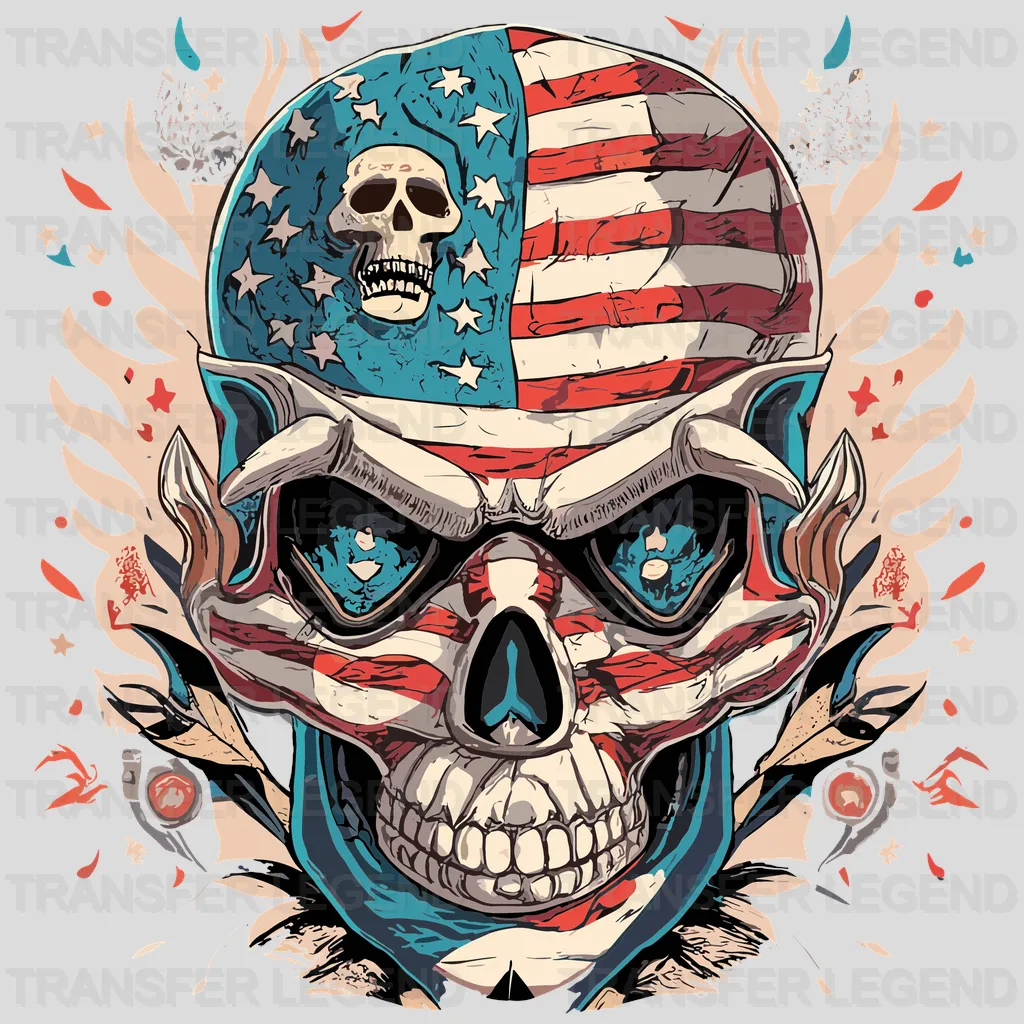 Skull Heads USA Design - DTF Heat Transfers - transferlegend