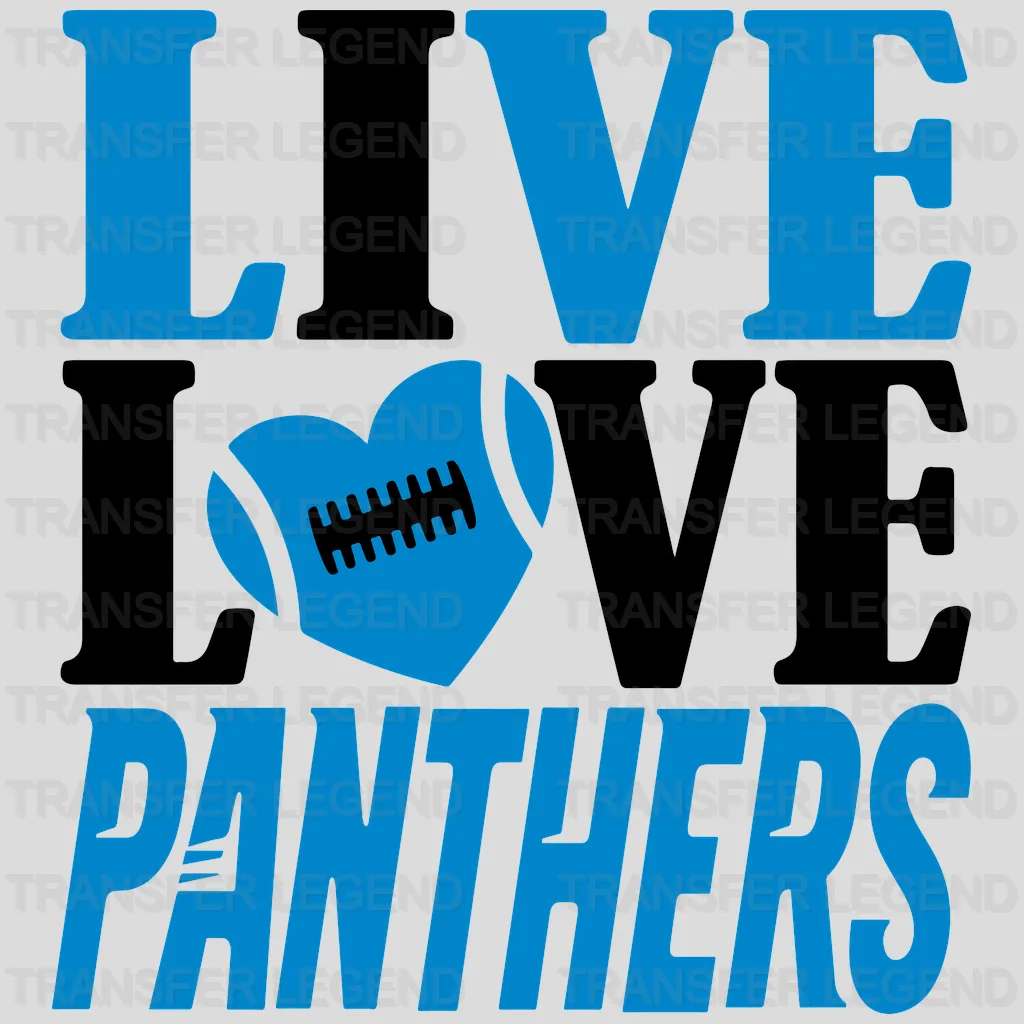 Carolina Panthers Live Love Panthers Wordmark NFL Design - DTF Heat Transfer