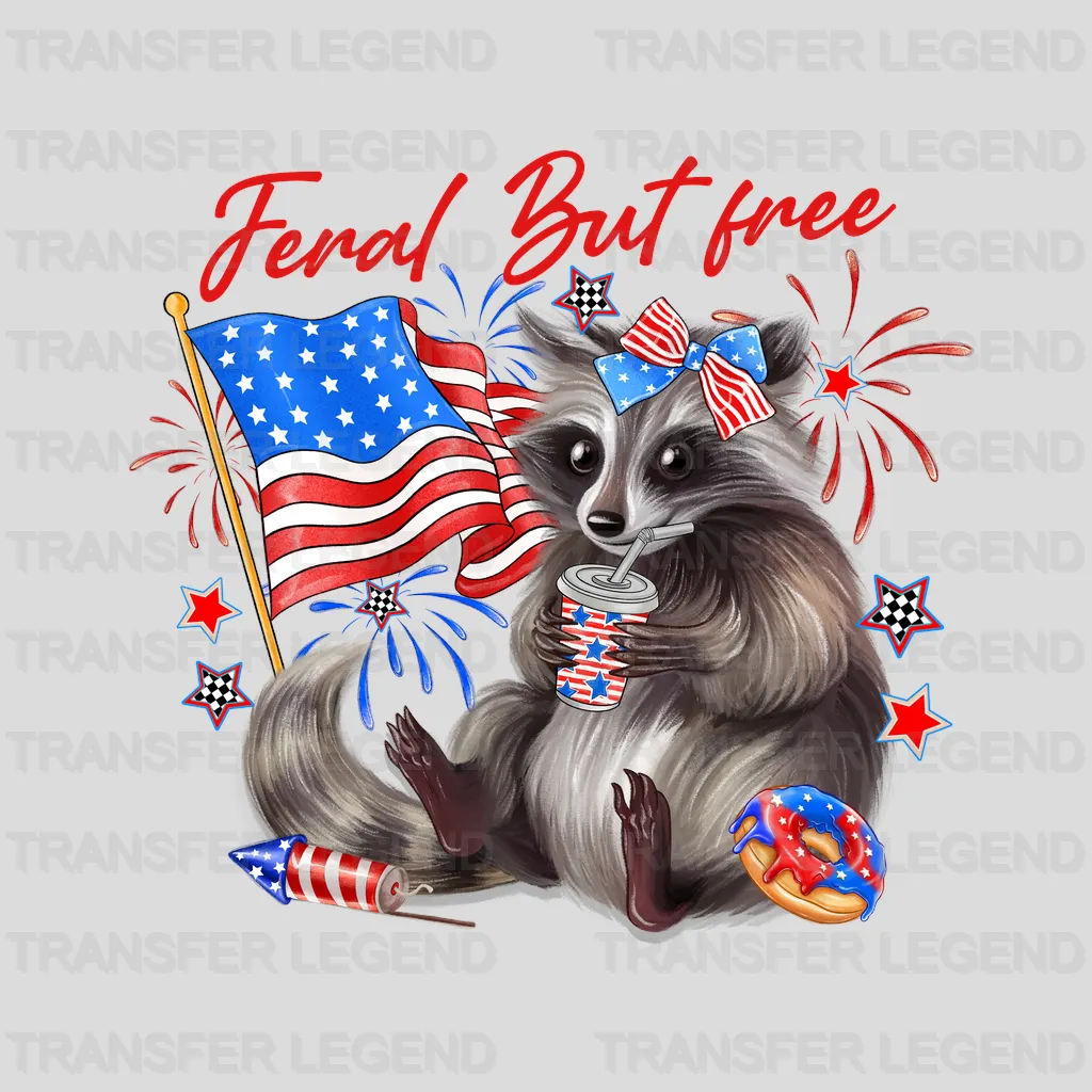 Feral But Free 4th July Design - DTF Heat Transfers - transferlegend