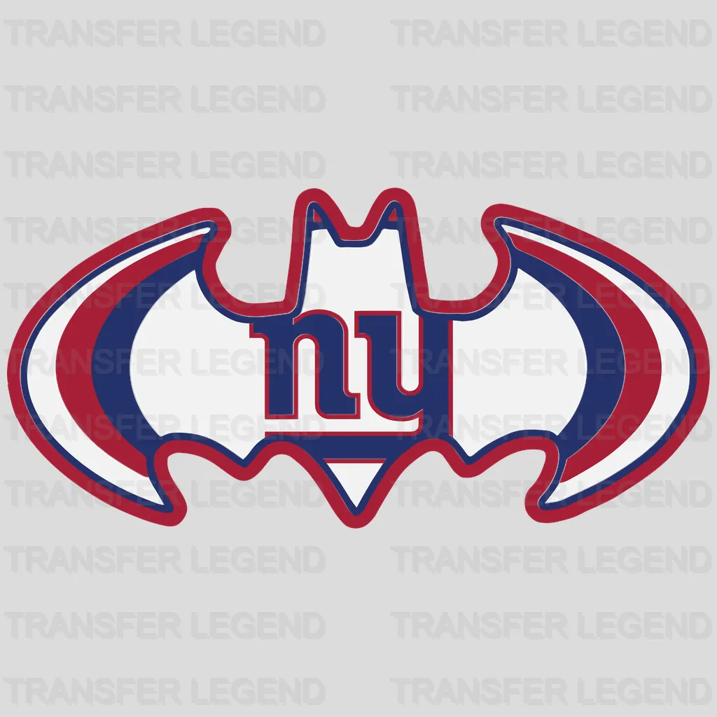 New York Giants Batman‑style emblem mashup with NY logo, NFL design - DTF Heat Transfer