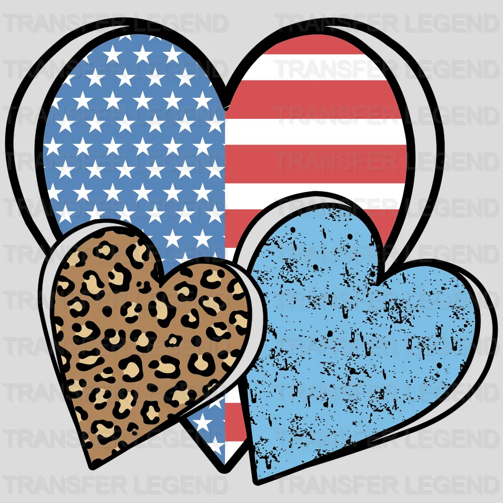 American Flag Heart DTF Transfer - transferlegend