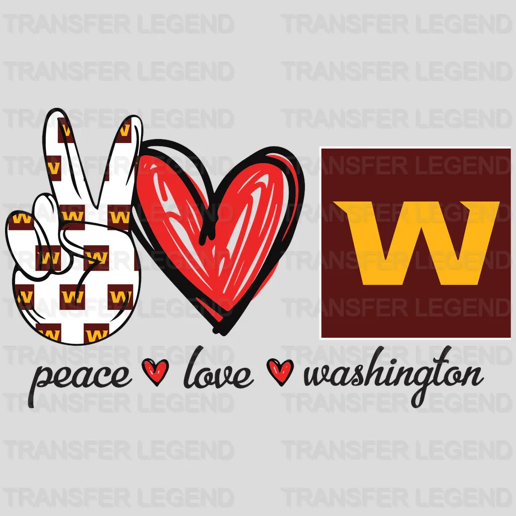 Washington Football Team Peace • Love • W Icons NFL Design - DTF Heat Transfer