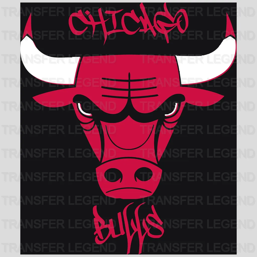 Chicago Bulls Stylized Graffiti Bull Head NBA Design - DTF Heat Transfer