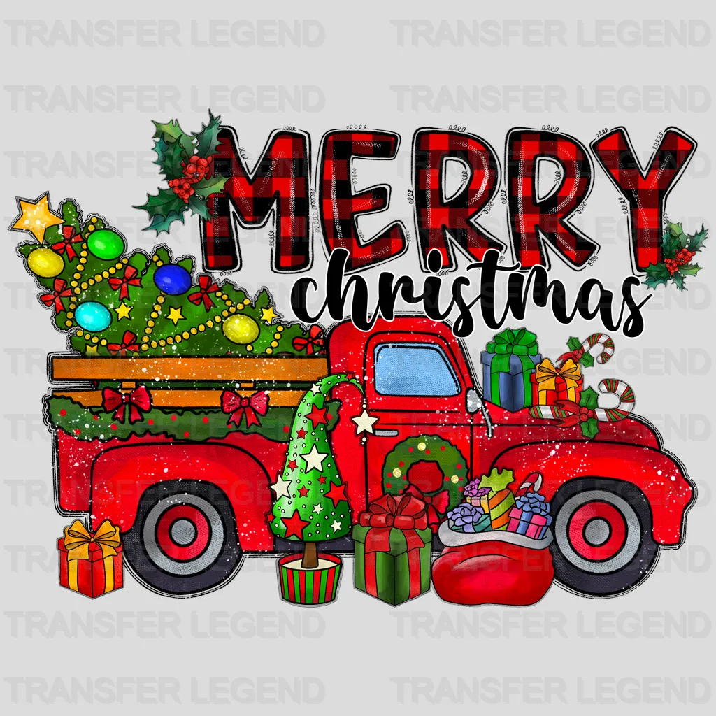 Merry Christmas Tree Truck Gift Design - DTF heat transfer - transferlegend