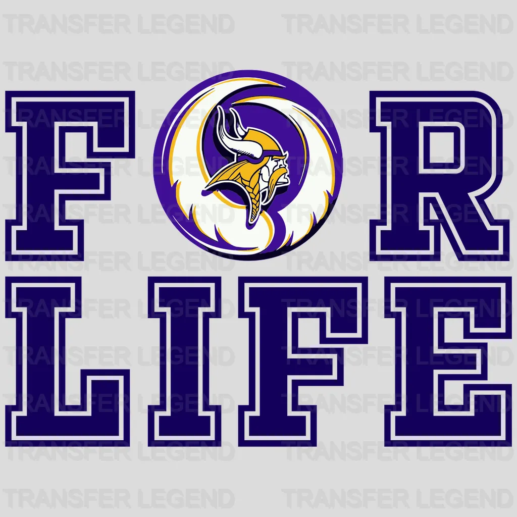 Minnesota Vikings FOR LIFE Wordmark & Helmet Emblem NFL Design - DTF Heat Transfer