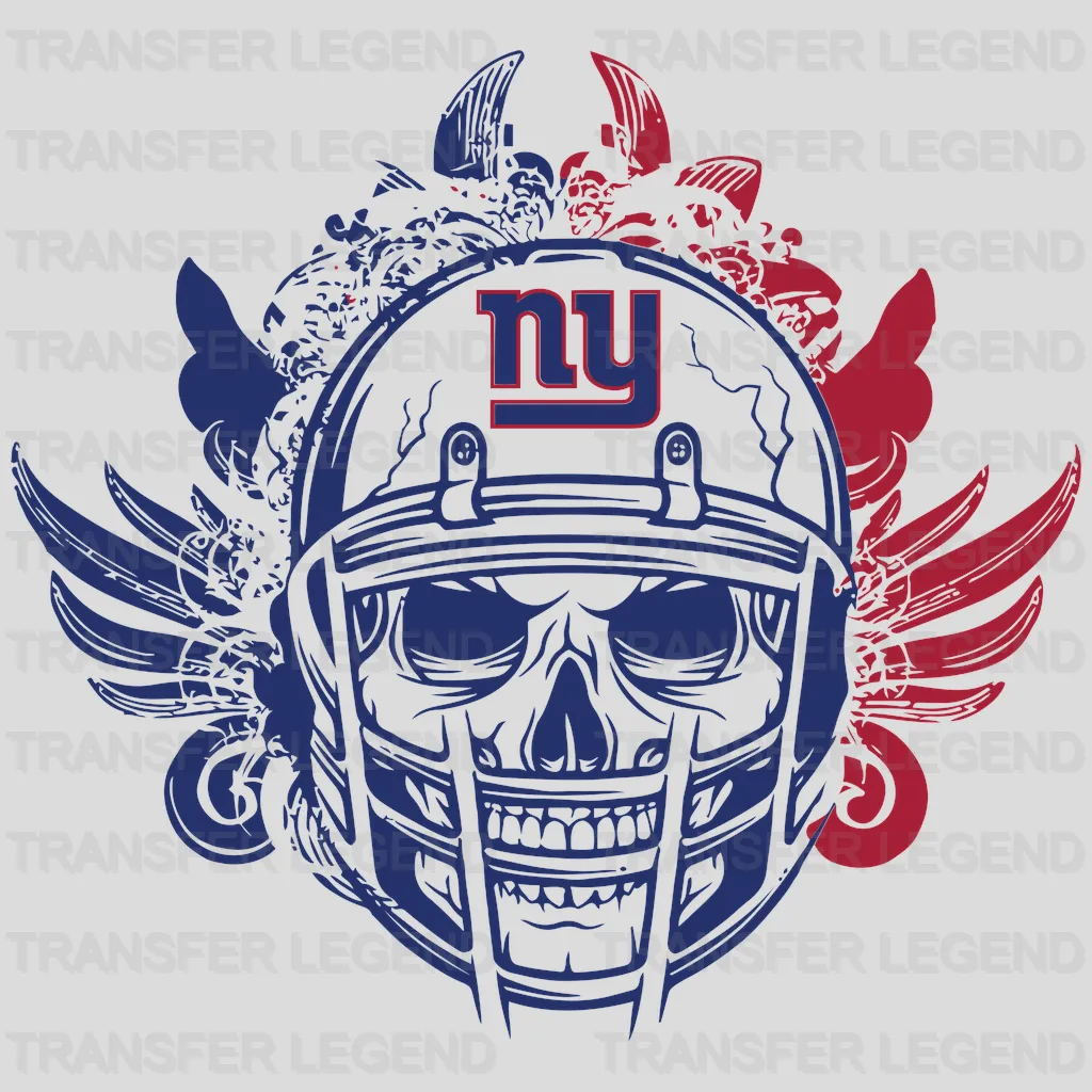 New York Giants retro player helmet skull tribute, NFL design - DTF Heat Transfer