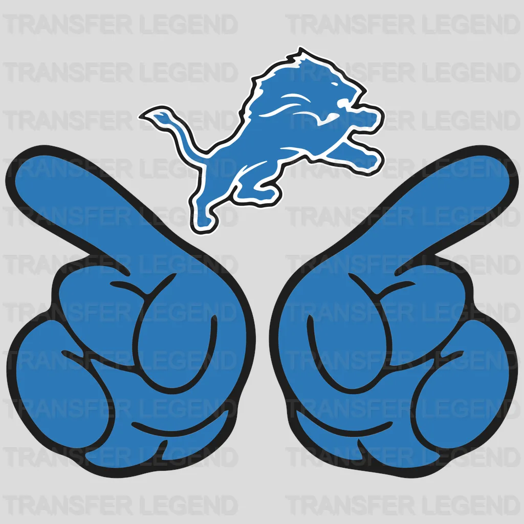 Detroit Lions Dual Pointing Hands Logo NFL Design - DTF Heat Transfer