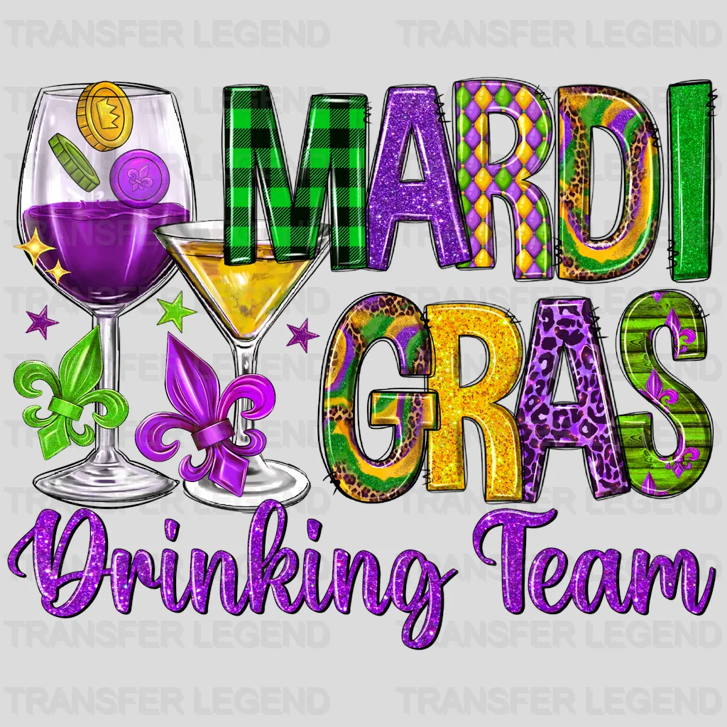 Mardi Gras Drinking Team Design- DTF heat transfer - transferlegend