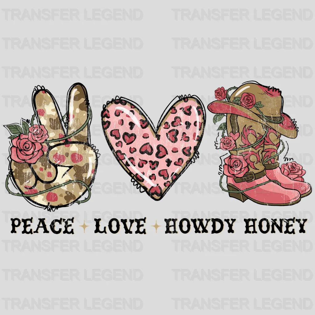 HOWDY HONEY PEACE LOVE - DTF heat transfer - transferlegend