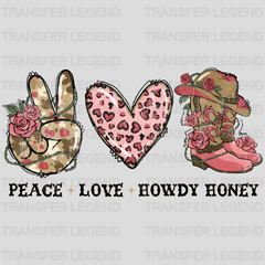 HOWDY HONEY PEACE LOVE - DTF heat transfer - transferlegend