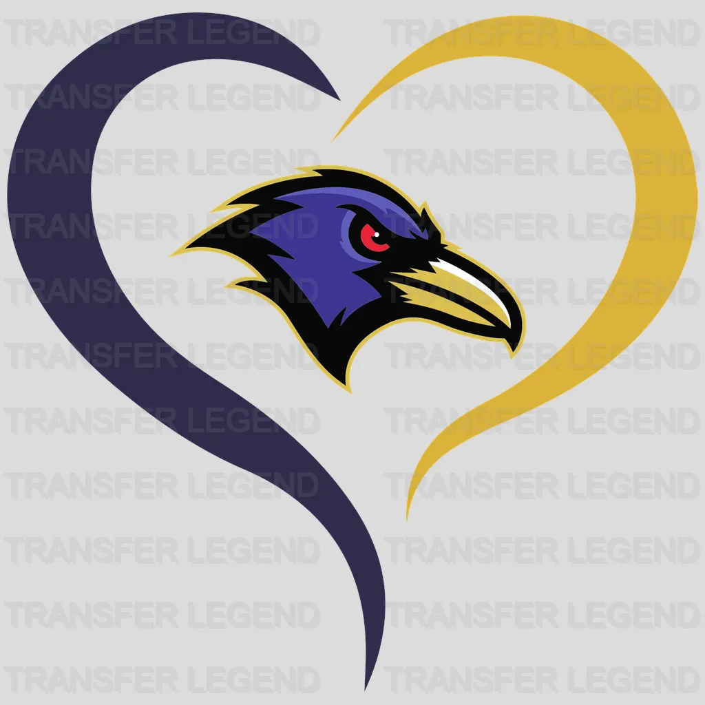 Baltimore Ravens Heart Arrow Emblem NFL Design - DTF Heat Transfer