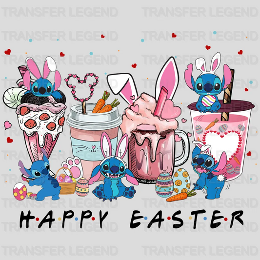 Stitch Coffee Cups Happy Easter Design- DTF heat transfer - transferlegend