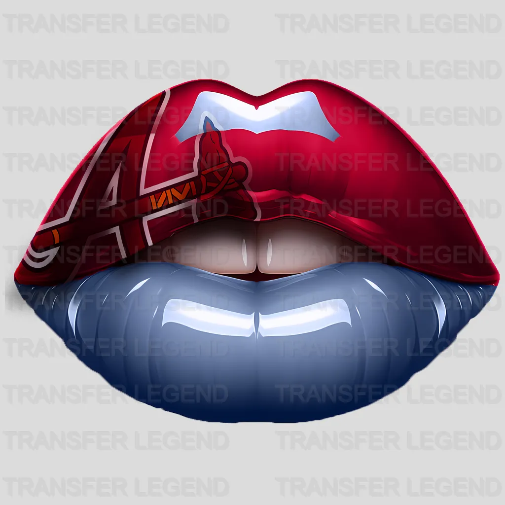 Atlanta Braves MLB Red & Blue Lips Logo Art Illustration - DTF Iron On Transfer