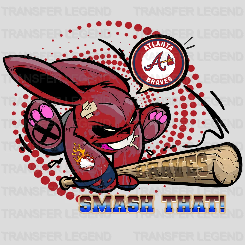 Atlanta Braves MLB Cartoon Bunny Batter Mascot - DTF Iron On Transfer