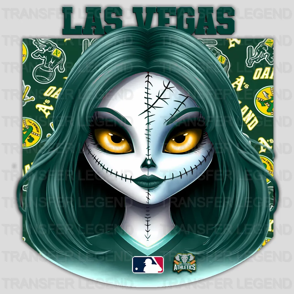 Oakland Athletics MLB Las Vegas Athletics Gothic Girl Illustration - DTF Iron On Transfer