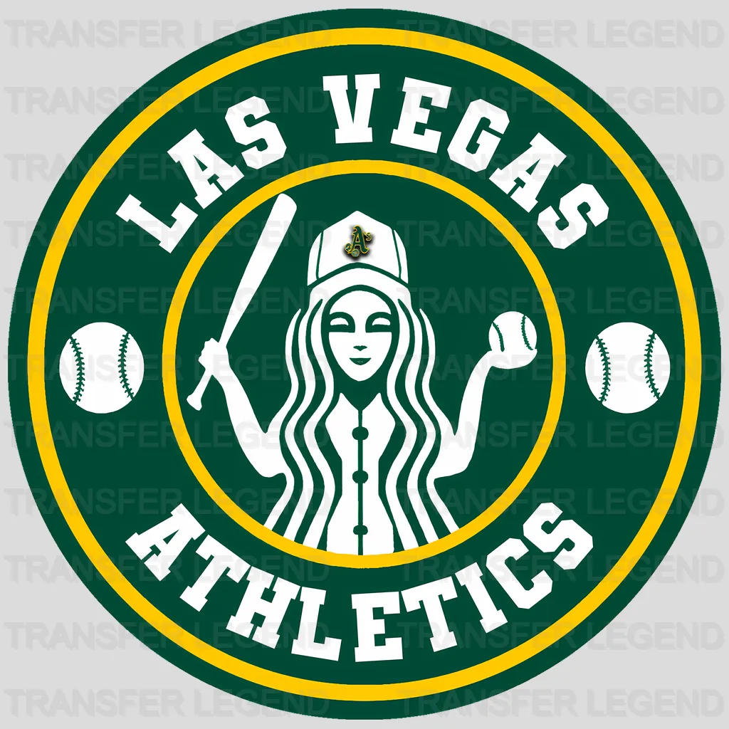 Oakland Athletics MLB Las Vegas Athletics Circle Badge Girl Silhouette Logo - DTF Iron On Transfer