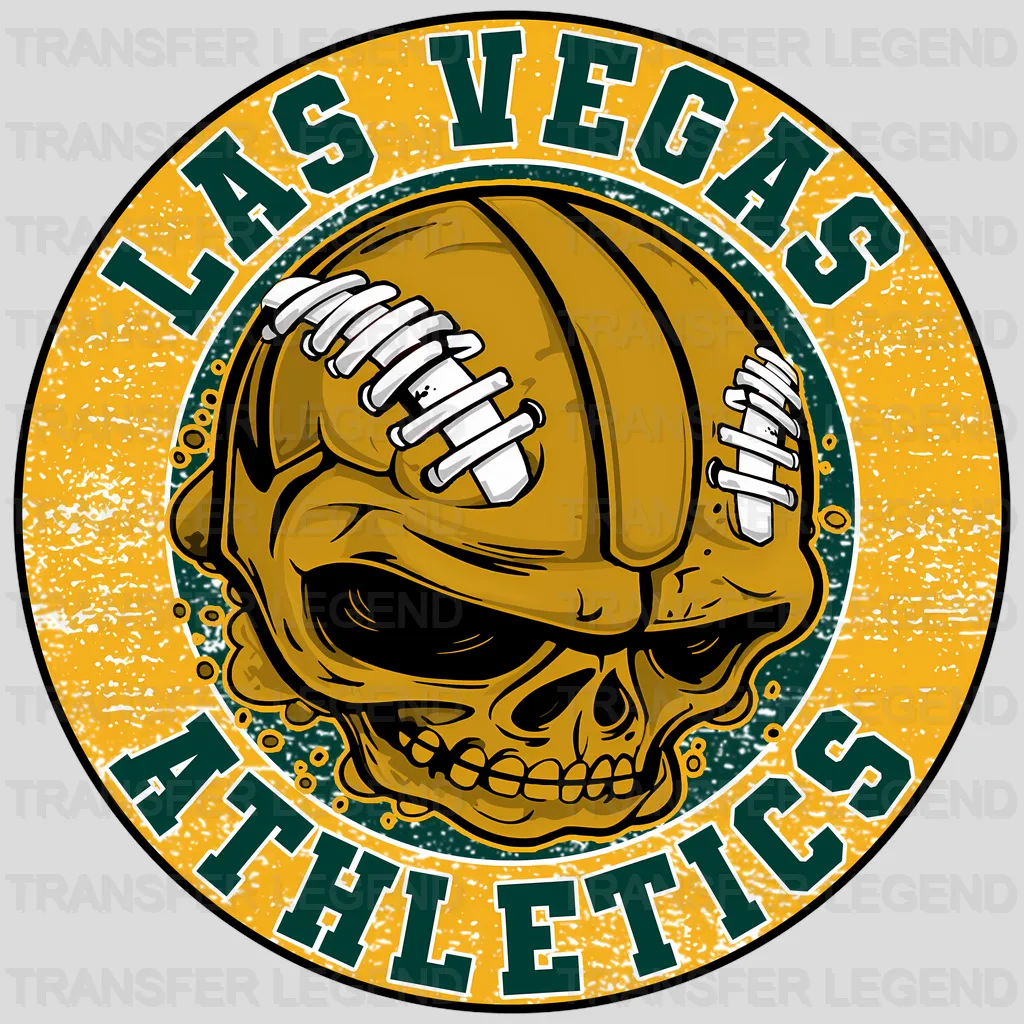 Oakland Athletics MLB Las Vegas Athletics Gold Skull With Helmet Art - DTF Iron On Transfer