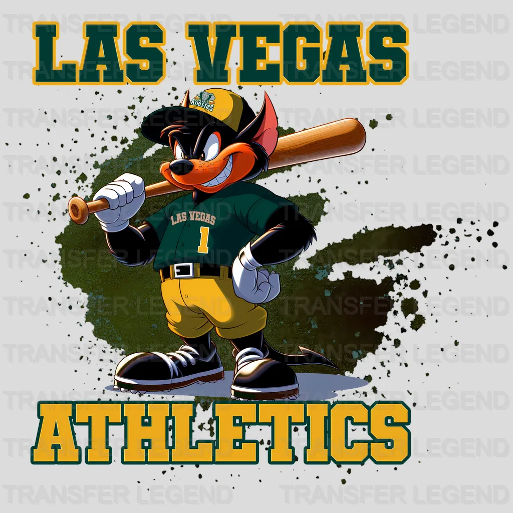 Oakland Athletics MLB Las Vegas Athletics Cartoon Kid Player Batting - DTF Iron On Transfer