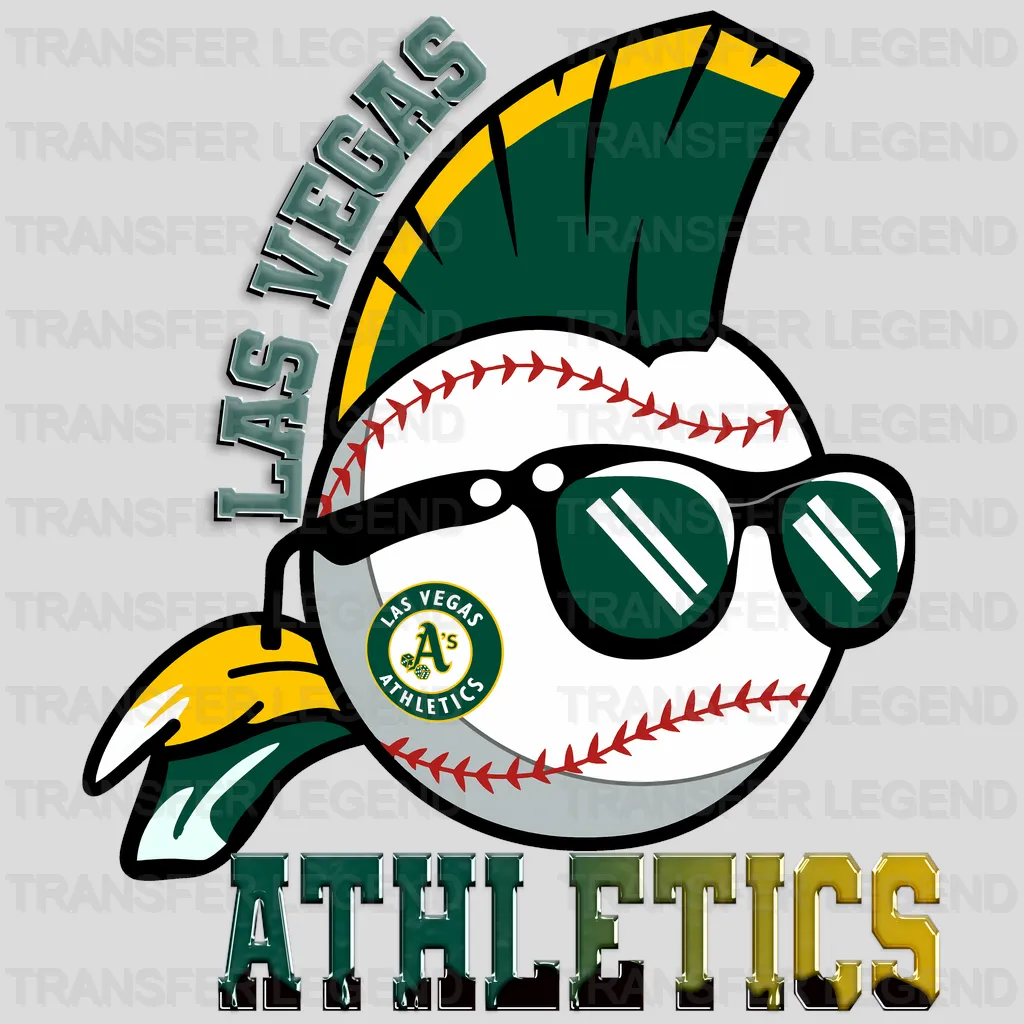 Oakland Athletics MLB Punk Skull With Mohawk & Glasses - DTF Iron On Transfer