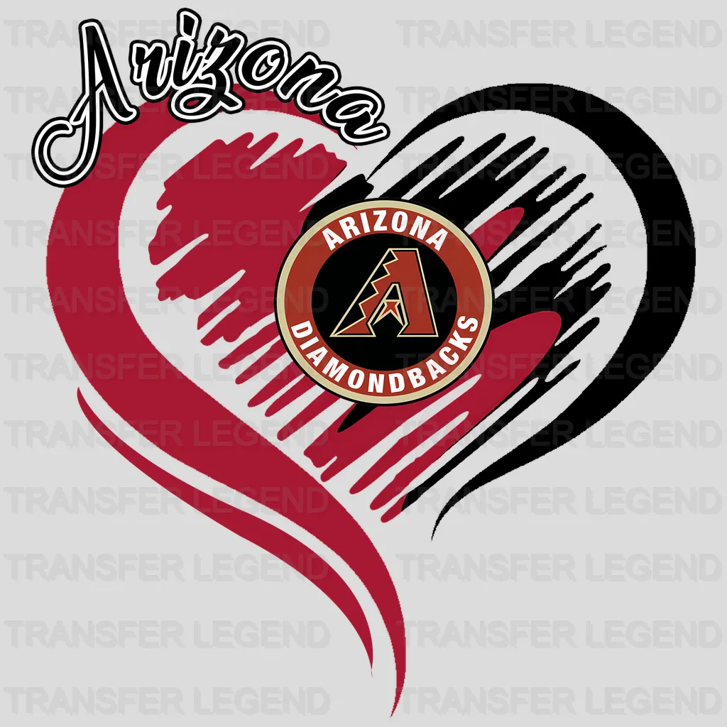 Arizona Diamondbacks MLB Swirl Heart Shape Artistic Logo - DTF Iron On Transfer