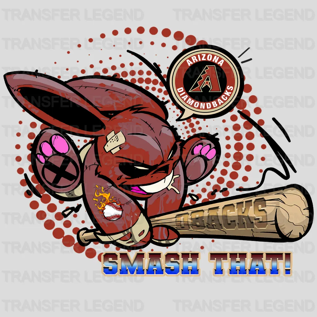 Arizona Diamondbacks MLB Cartoon Bunny Batter Mascot - DTF Iron On Transfer