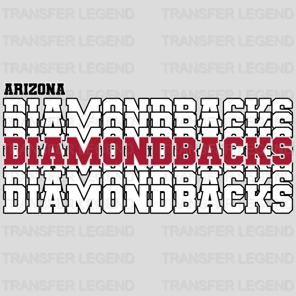 Arizona Diamondbacks MLB Repeated Text Pattern Block Logo - DTF Iron On Transfer