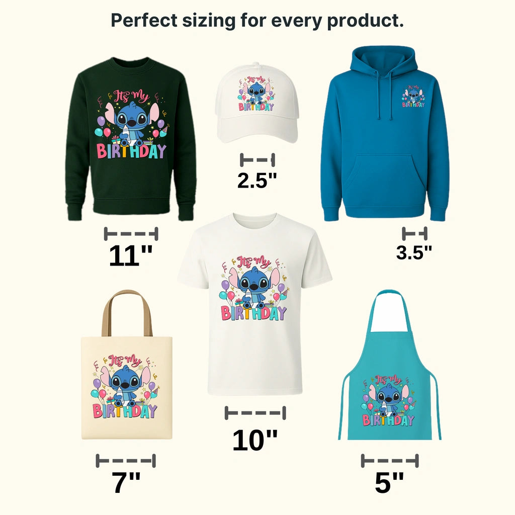 It's My Birthday Baby Stitch Disney Designs - DTF Heat Transfers