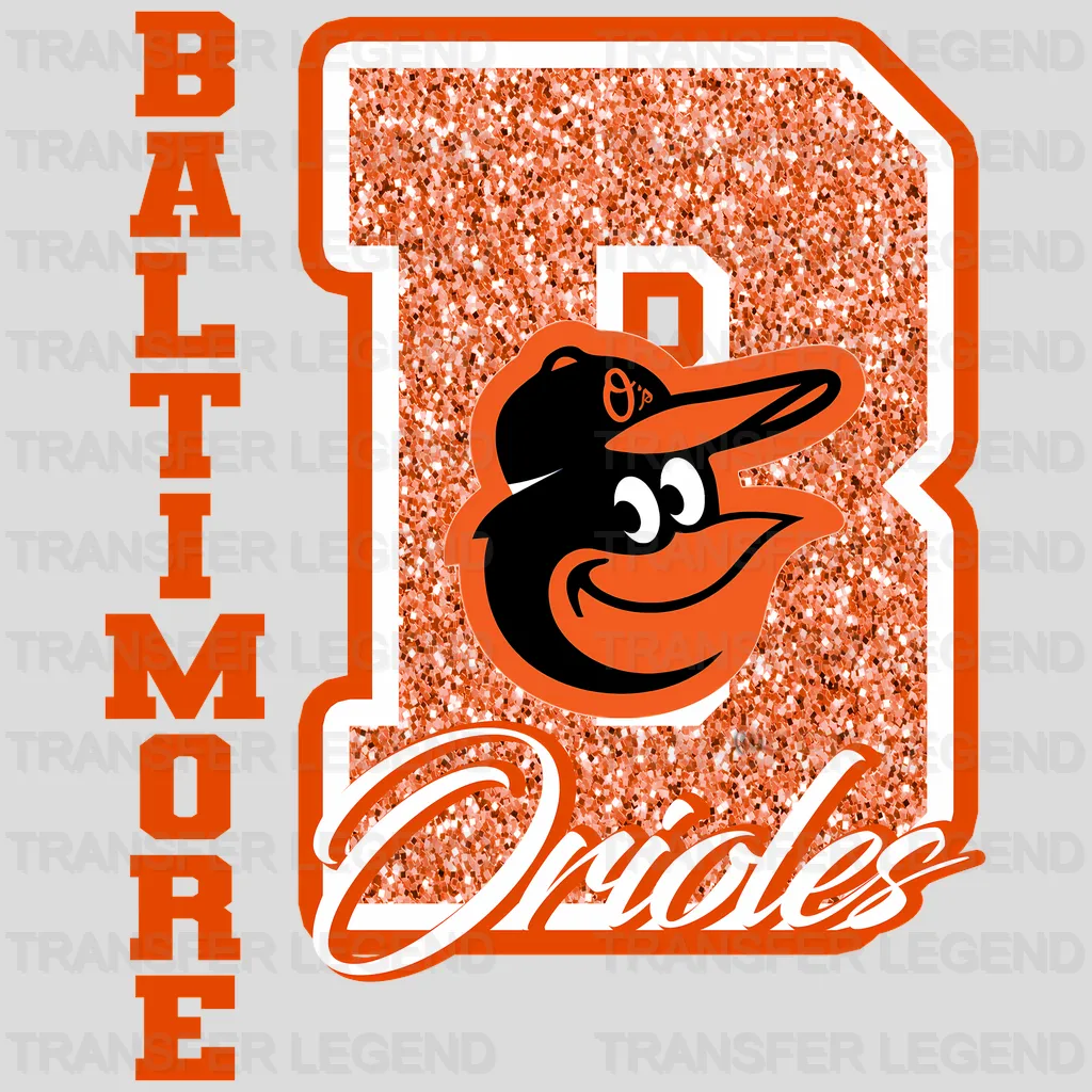 Baltimore Orioles MLB Glitter Chenille Letter B Logo - DTF Iron On Transfer