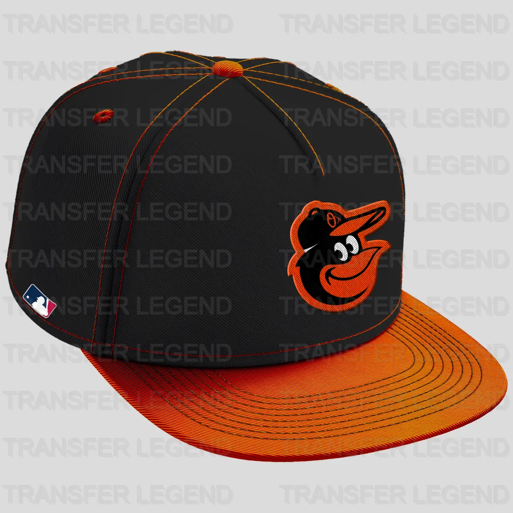 Baltimore Orioles MLB Realistic Orange Cap Hat Mockup - DTF Iron On Transfer
