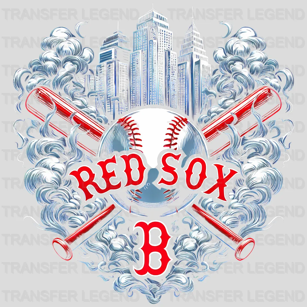 Boston Red Sox MLB Crossed Bats & Stadium Crest Logo - DTF Iron On Transfer