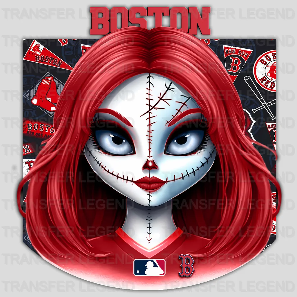 Boston Red Sox MLB Red Hair Gothic Girl Illustration - DTF Iron On Transfer