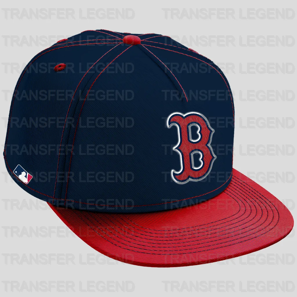 Boston Red Sox MLB Realistic Navy & Red Cap Mockup - DTF Iron On Transfer