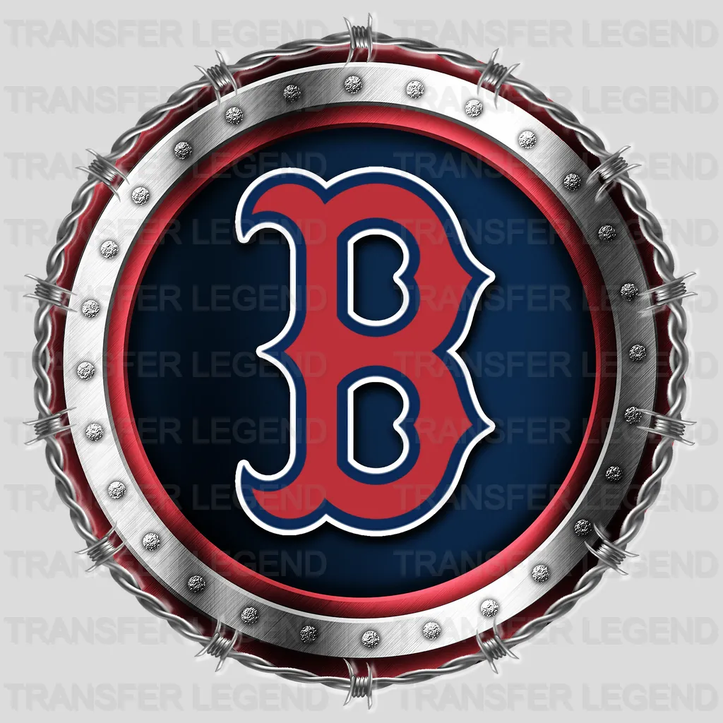 Boston Red Sox MLB Chrome Metal Circle Badge 3D - DTF Iron On Transfer