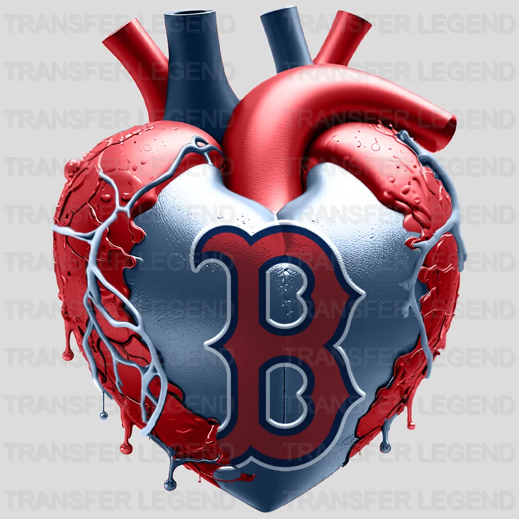 Boston Red Sox MLB Realistic Anatomical Heart Art - DTF Iron On Transfer