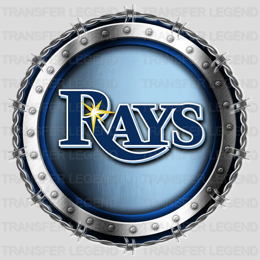 Tampa Bay Rays MLB Chrome Metal Circle Badge 3D - DTF Iron On Transfer