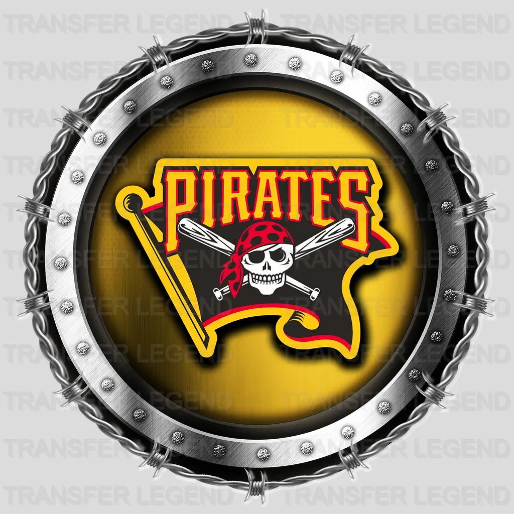 Pittsburgh Pirates MLB Chrome Metal Circle Badge 3D - DTF Iron On Transfer
