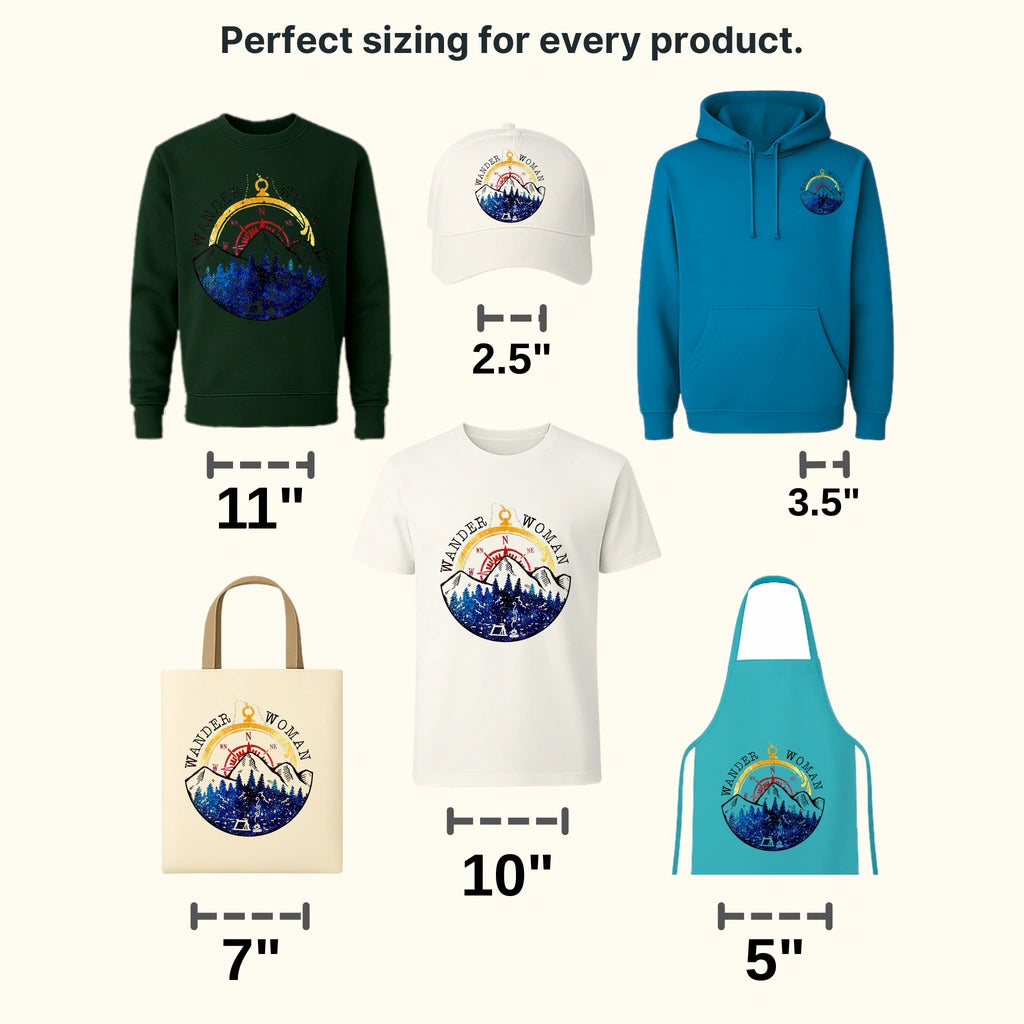 Wander Woman Compass Camping Hiking Mountain Retro Vintage Design - DTF heat transfer - transferlegend