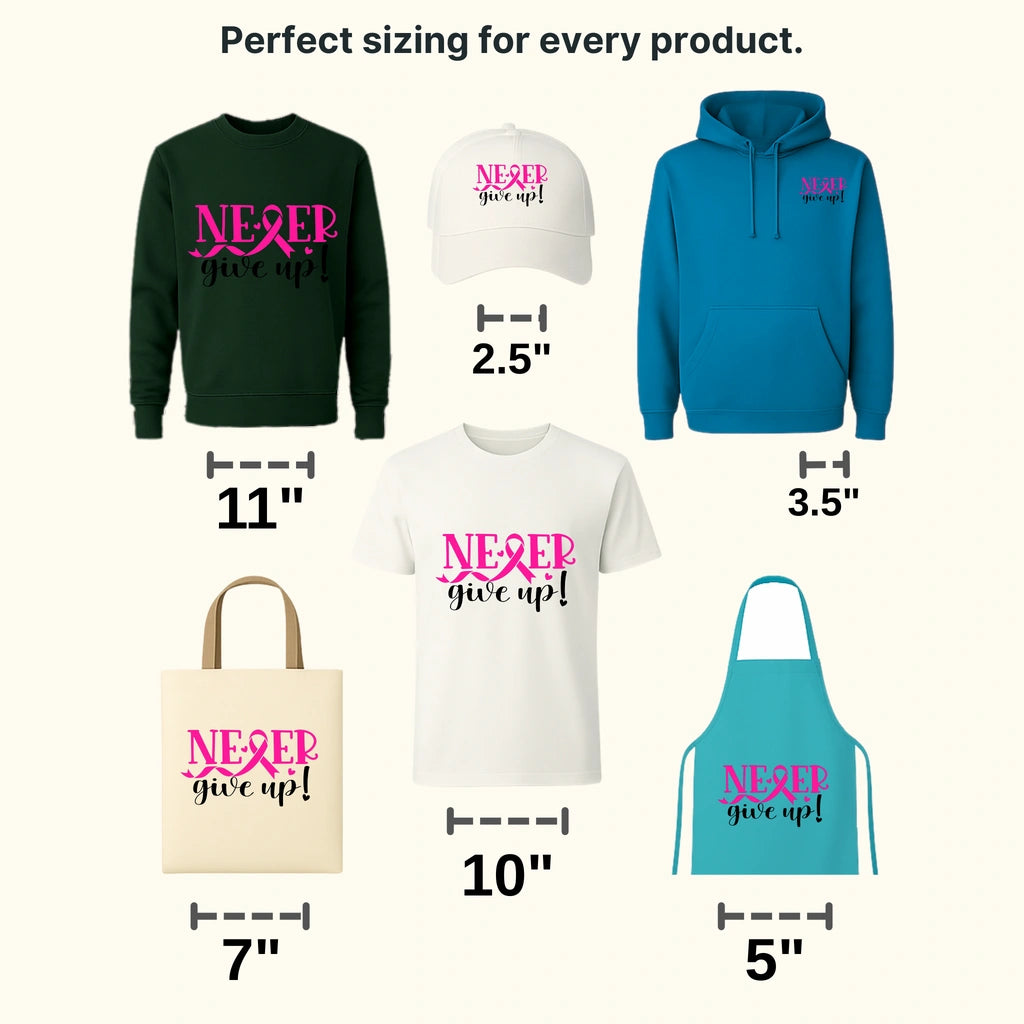 Never Give Up Cancer Support Design - DTF heat transfer - transferlegend