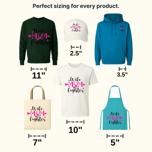 Wife Mom Fighter Cancer Support Design - DTF heat transfer - transferlegend