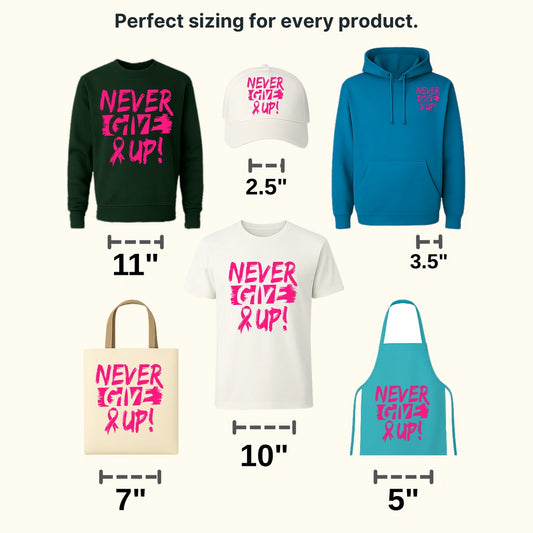 Never Give Up Cancer Support Design - DTF heat transfer - transferlegend